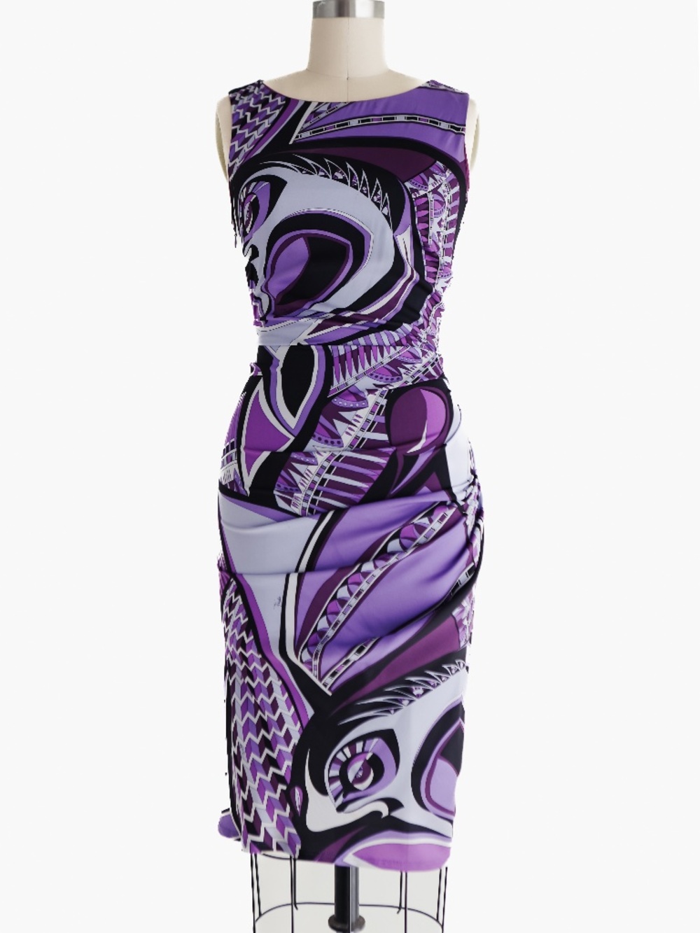 Emilio Pucci Purple Print Silk Printed Jersey Draped Dress